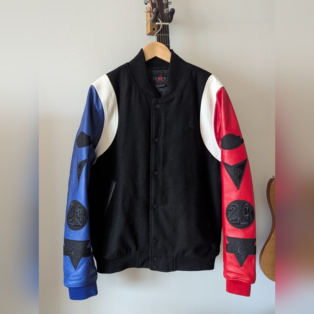 Colorblock Men's Jacket - Jordan Sport DNA Varsity Bomber Leather size M